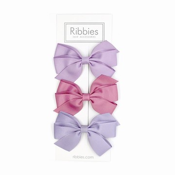 英國Ribbies 經典中蝴蝶結3入組-薰衣草紫