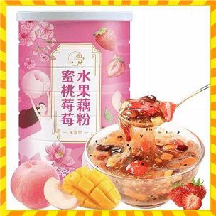 送玻璃碗 雨子坊水蜜桃莓莓水果枸杞紅棗藕粉组合 500g/罐速溶 免煮 沖飲 代餐 早餐 飽腹 營養代餐 女神節禮物送