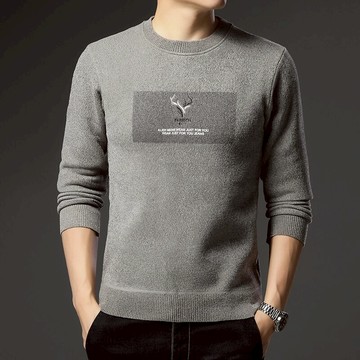 2021秋冬季新款純色毛衣男士潮流加厚針織衫圓領打底衫寬松線衣男