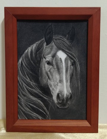 擺設 / 馬 / 炭精筆畫 / 原稿 / 含框