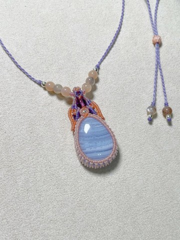 蠟線編織/藍紋瑪瑙項鍊