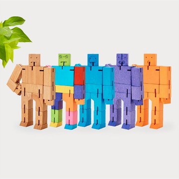 Cubebot 酷比人【經典小型】木製變形積木機器人．益智設計玩具．療癒小物推薦 活力橘