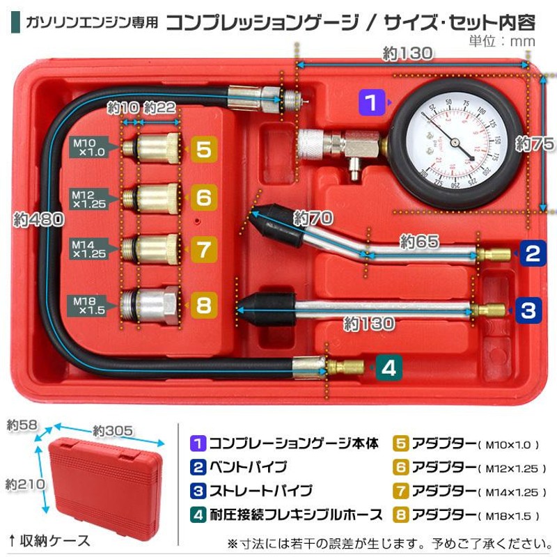 ガソリン車用 エンジンメンテナンス用 コンプレッションテスター