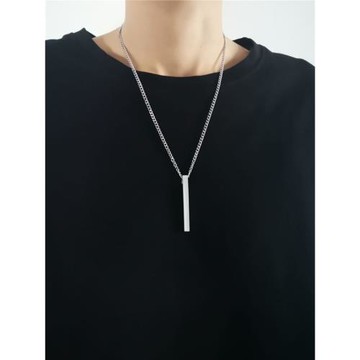 歐美不掉色幾何個性條柱項鏈男簡約百搭毛衣鏈配飾潮牌嘻哈吊墜