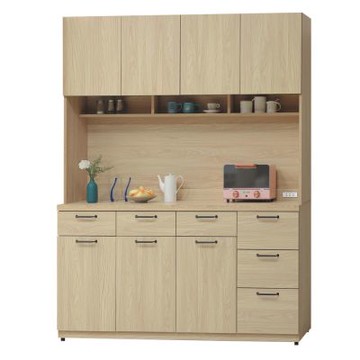 文創集 羅瑪克5.3尺七門六抽高餐櫃組合(內含刀叉收納抽屜)-160x40x197-cm免組