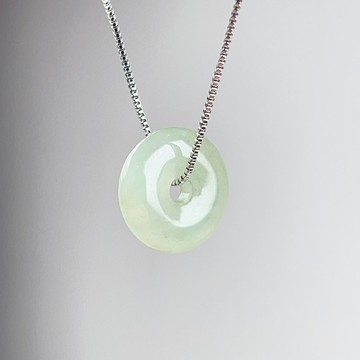 【願‧平安】冰種翡翠平安扣項鍊 | 天然緬甸玉A貨翡翠 | 送禮