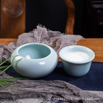 景德鎮宋代青瓷一人份甜品盅酸奶罐瓦罐湯意境陶瓷餐具可定