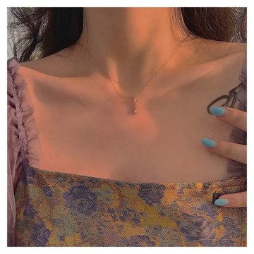 【Hera 赫拉】典雅黃金蕾絲水滴鑲鑽項鍊 H114091808