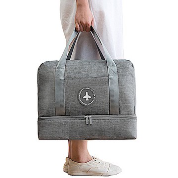 PUSH!旅遊用品防水乾濕分離手提行李包行李收納包鞋包沙灘包大容量黑色S52-1