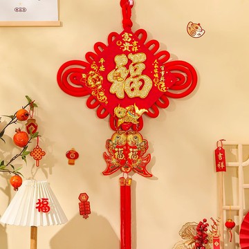 中國結掛件福字客廳大號新年掛件過年裝飾品春節室內背景牆上掛飾