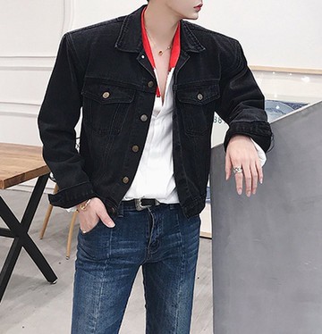 FINDSENSE G6 韓國時尚 寬肩廓形寬鬆牛仔衣男秋冬夾克衫演出服