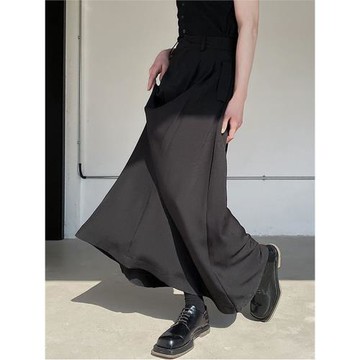 2024小眾暗黑系氣質寬松長裙潮流發型師冷淡風男女高腰褶皺裙子男