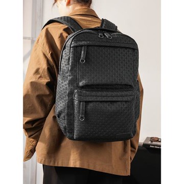 皮質簡約雙肩包男士時尚潮流休閑旅行電腦背包初中大學生書包男包