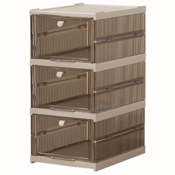 AOTTO 創意傢俱 免組裝一體式可疊加收納折疊鞋盒  棕色  1個