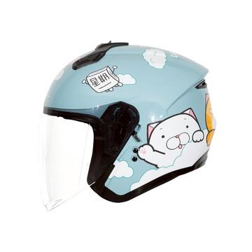 【正版授權】SOL SO-XP 白爛貓_冰湖青 開放式安全帽