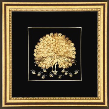 【開運陶源】金箔畫 黃金畫純金 ~富貴吉祥(孔雀開屏)