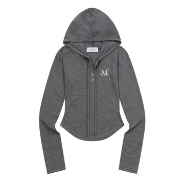 韓國 MUCENT RUEN SIGNATURE SLIM HOOD T 修身連帽上衣 炭灰 CHARCOAL