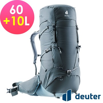 【deuter 德國】AIRCONTACT CORE拔熱式透氣背包60+10L(3350522黑水藍/登山包/長途登山包)