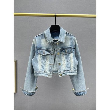 短款牛仔外套女2024年新款春季小個子寬松顯瘦長袖百搭夾克衫上衣