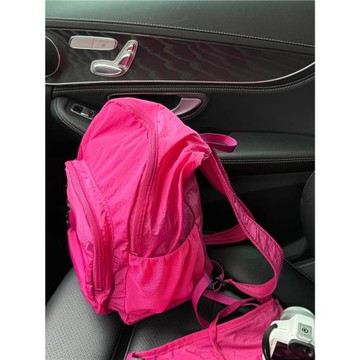 韓系休閑運動輕便雙肩包包2025新款簡約百搭背包可折疊慵懶風女包