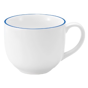 MUJI 無印良品 日常食器 咖啡杯 250ml  白色 + 藍色鑲邊  1個