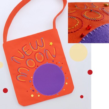 手繡托特包，14盎司帆布材質，設計風格獨特，尺寸12x14英吋。