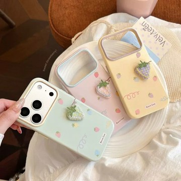 立體草莓適用蘋果17PROMAX手機殼iPhone15PRO軟殼14小清新13趣味16pro卡通12防摔保護殼