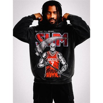 美式復古高街籃球潮牌庫里科比重磅加絨做舊水洗連帽衛衣情侶秋冬