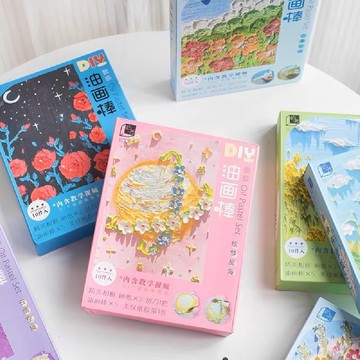 【紙百科】油畫棒DIY材料包組,共16款(含工具及畫紙)