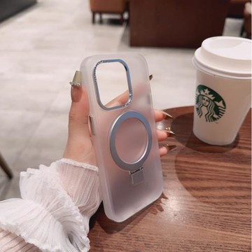 簡約磨砂透明磁吸充電支架適用蘋果17promax手機殼iPhone17pro保護套16promax高檔15pro網紅14新款13女12小眾