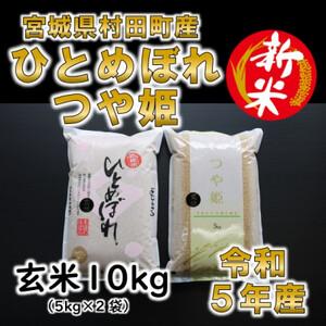 ふるさと納税 令和5年産 玄米10kg(5kg×2) ひとめぼれ・つや姫 食べ比べ 宮城県村田町産 宮城県村田町