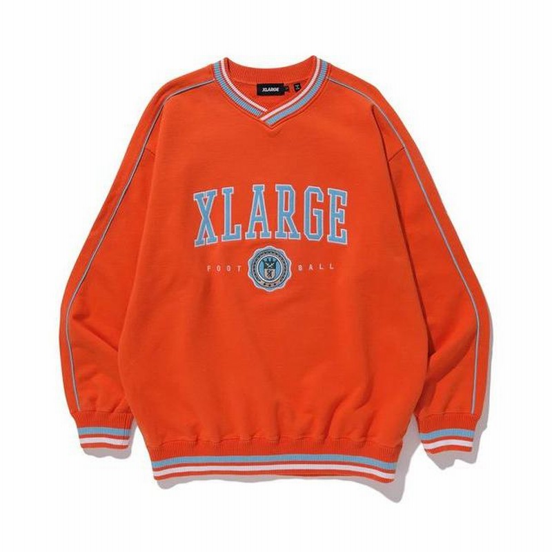 エクストララージ XLARGE PIPING V NECK SWEAT パイピング Ｖネック スウェット トレーナー ロゴ 刺しゅう ライン メンズ  ブランド ストリート | LINEブランドカタログ