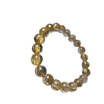 珠寶批天然巴西金發晶手鏈鈦晶手串男女款單圈黃發晶手鏈簡約時尚