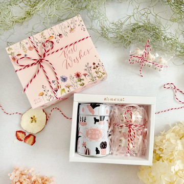 〔收禮人自選風味〕貓奴最愛【森小姐的茶店】德國茶與日本立體貓咪杯緣砂糖禮盒