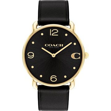 COACH 官方授權 Elliot C字時尚黑面女皮帶錶(CO14504245)33mm