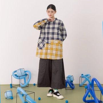 【MOSS CLUB】活片口袋休閒寬版九分褲 咖 灰