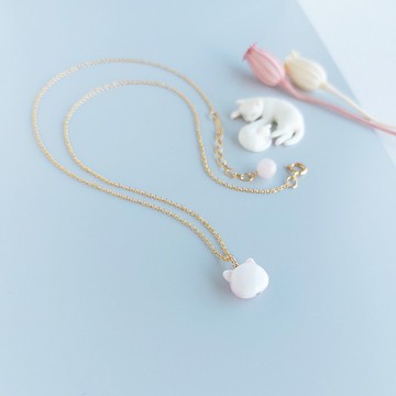 胭脂螺雙色貓貓 x 14KGF項鍊