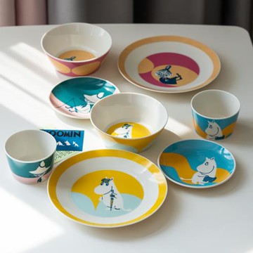 Moomin可愛姆明家用餐具日本進口陶瓷卡通盤子圓形平盤大小碗套裝