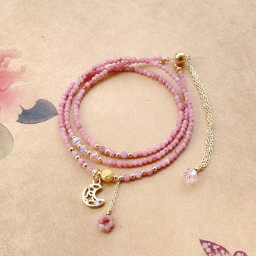 【星軌】粉澳寶切面歐珀三圈手鍊/項鍊/鎖骨鍊