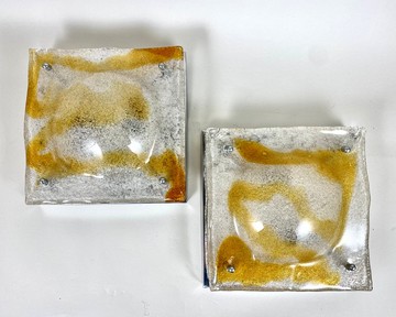 義大利 1960 年 Mazzega Murano 玻璃抽象壁燈一對