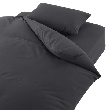 MUJI 無印良品 柔舒水洗棉床包  140 x 198 x 30cm  深灰色