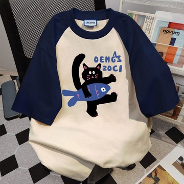 【董小姐】100%純棉 韓系衣服 正韓上衣 ins 風衣服 女生上衣 oversize  短袖t恤 純棉 t恤 印花 t