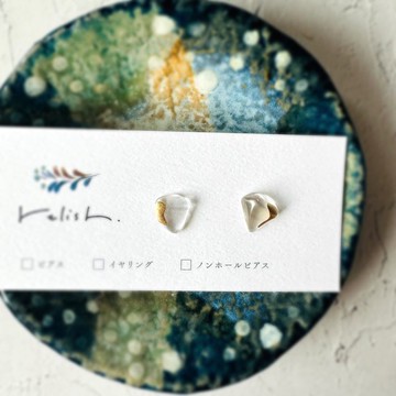 【再販】耳畔的剔透光澤 水晶 金繼 耳環 無耳洞耳夾 耳飾 天然石 簡約 精緻 小巧 金色 透明 禮物