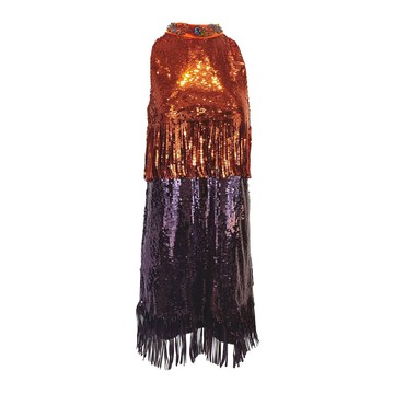 PINKO橘色亮片無袖洋裝