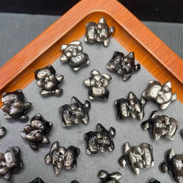 【幻彩水晶手作坊】天然銀曜石可愛萌萌貓手工DIY手鏈 手串 項鍊 鑰匙扣 吊飾掛飾