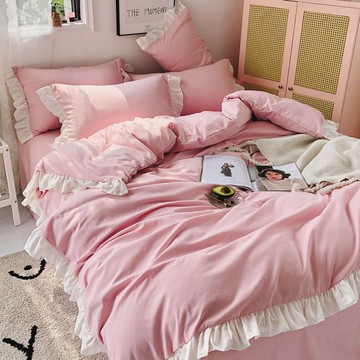 韓式ins風床笠被套床單床上四件套少女心 公主風4被單人床三件套3