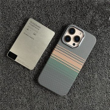 磁吸【三包凱夫拉紋】適用17蘋果16promax手機殼iPhone15Pro超薄散熱i14半包碳纖維紋13保護套男女款磨砂防滑