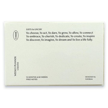 PAPERIAN LISTS to LIVE BY 3-ROW 無時效週計畫本 - 香草色  1個  Vanilla  13.8 x 8.8cm