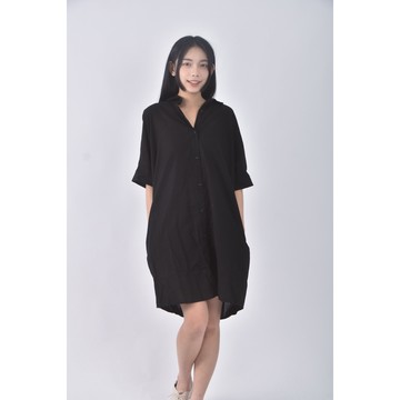 (F) u mi排扣黑色洋裝二手衣