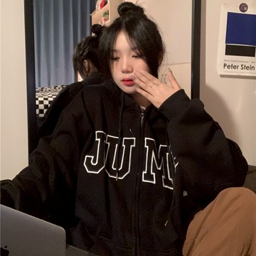 CHAOO 薄外套 外套 女 連帽外套 刷毛外套 黑色外套 學院風外套 重磅外套 oversize 韓國外套 開衫外套